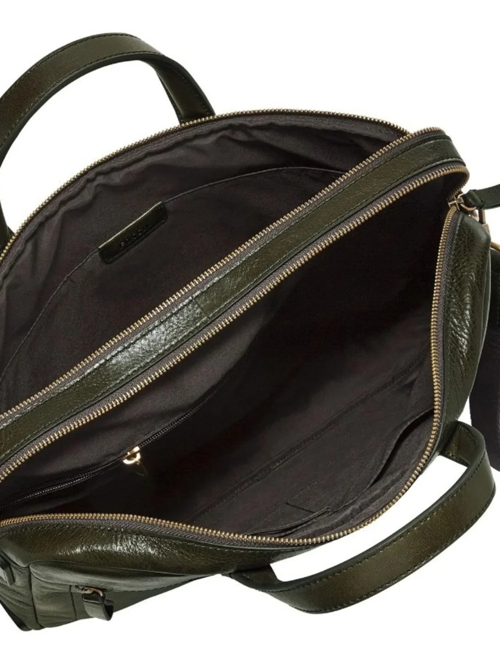 FOSSIL Haskell Double Briefbag Top Handle Laptop Bag Dark Loden Khaki